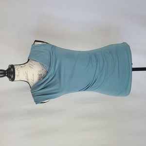 🔴SOLD🔴 Ann Taylor Teal Blue Sleeveless Delicate Draped Cowl Neck Top